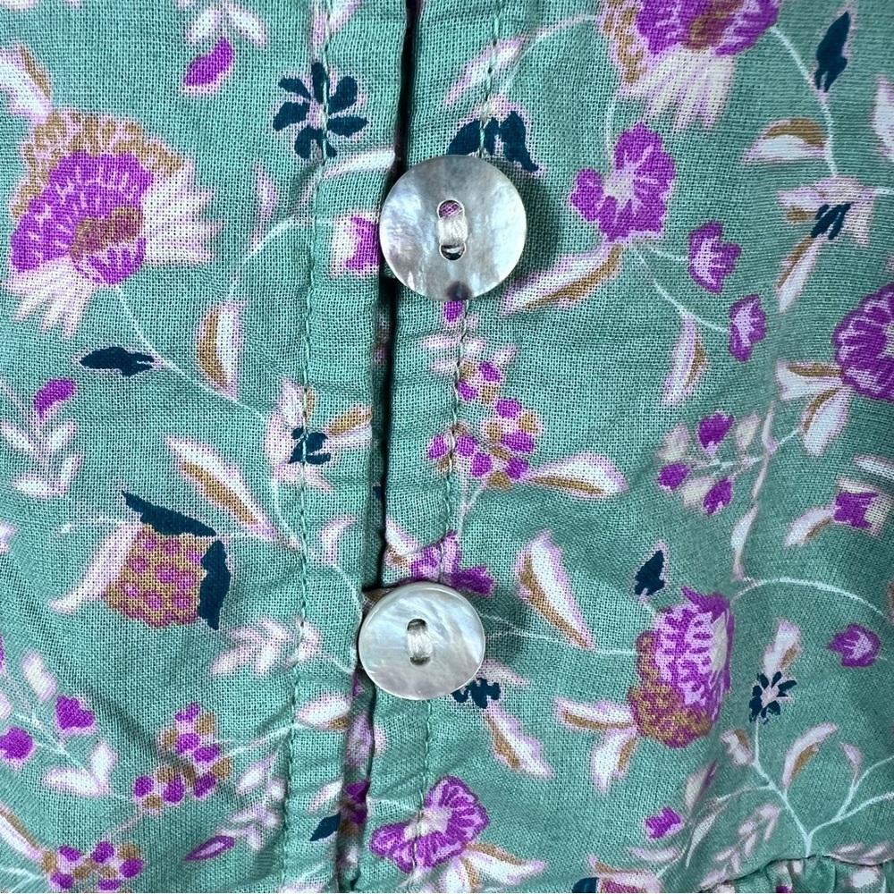 Wonderly Green Floral Boho Midi Dress Size XL Cotton Long Sleeve NWT Cottagecore - Picture 5 of 10